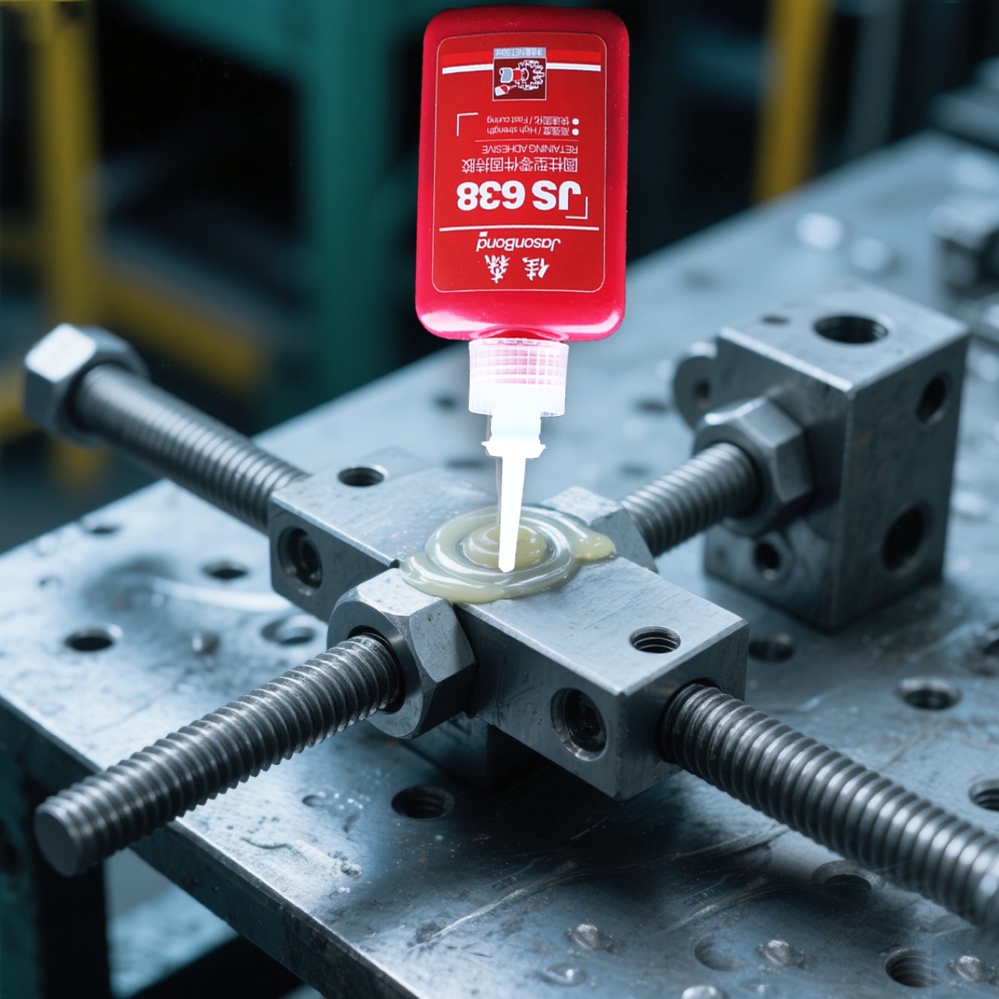 Anaerobic threadlocking application on a metal fastener